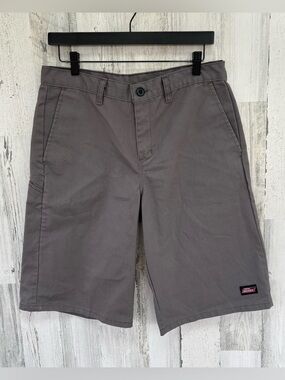 Dickies Men’s Size 32 Long Twill Work Shorts In Gray Zip & Button Closure